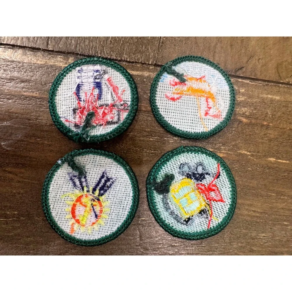 Vintage Girl Scout Proficiency Badge Lot of 4 Calculator Music Child Care 80s